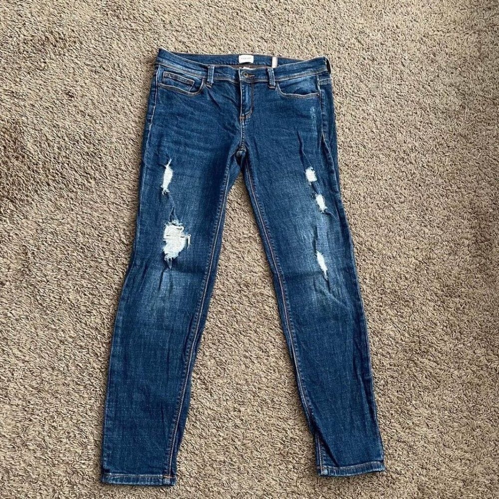 Sneakpeek destroyed dark wash denim jean 9